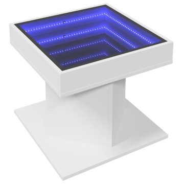 Măsuță de cafea cu LED, alb, 50x50x45 cm, lemn prelucrat - Img 3