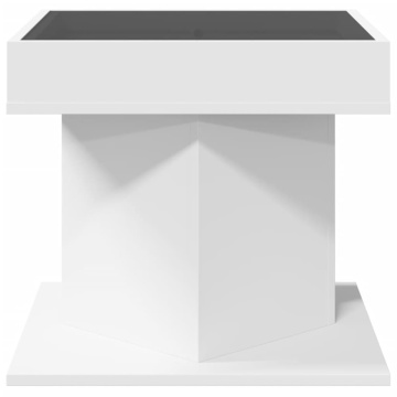 Măsuță de cafea cu LED, alb, 50x50x45 cm, lemn prelucrat - Img 5