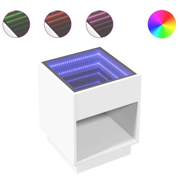 Măsuță de cafea cu LED infinity, alb, 40x40x50 cm - Img 2