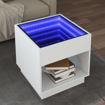 Măsuță de cafea cu LED infinity, alb, 50x50x50 cm - Img 1