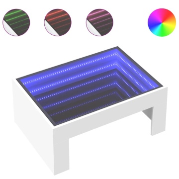 Măsuță de cafea cu LED infinity, alb, 70x50x30 cm - Img 2