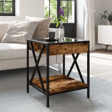 Măsuță de cafea cu LED infinity, stejar fumuriu, 40x40x49 cm - Img 4