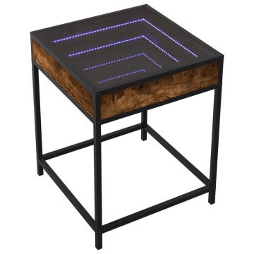 Măsuță de cafea cu LED infinity, stejar fumuriu, 40x40x51 cm - Img 3