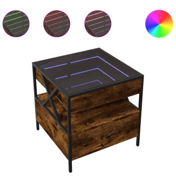 Măsuță de cafea cu LED infinity, stejar fumuriu, 50x50x51 cm - Img 2
