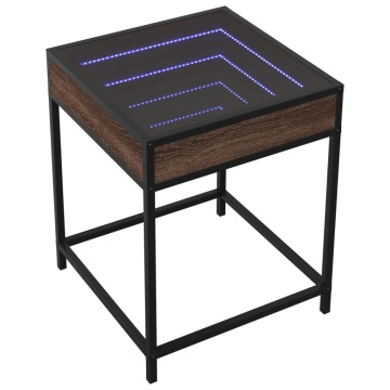 Măsuță de cafea cu LED infinity, stejar maro, 40x40x51 cm - Img 3