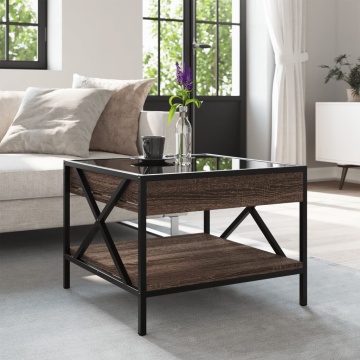 Măsuță de cafea cu LED infinity, stejar maro, 50x50x38 cm - Img 4