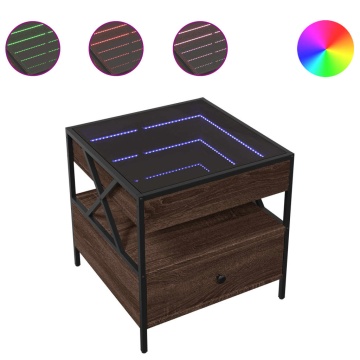 Măsuță de cafea cu LED infinity, stejar maro, 50x50x51 cm - Img 2