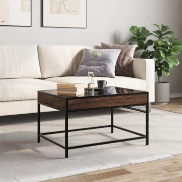 Măsuță de cafea cu LED infinity, stejar maro, 70x50x41 cm - Img 3