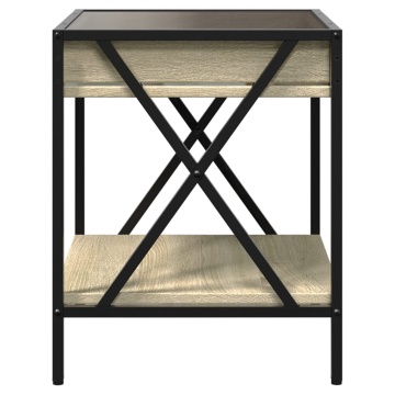 Măsuță de cafea cu LED infinity, stejar sonoma, 40x40x49 cm - Img 6