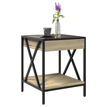 Măsuță de cafea cu LED infinity, stejar sonoma, 40x40x49 cm - Img 8