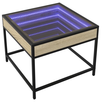 Măsuță de cafea cu LED infinity, stejar sonoma, 50x50x41 cm - Img 3
