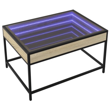 Măsuță de cafea cu LED infinity, stejar sonoma, 70x50x41 cm - Img 2