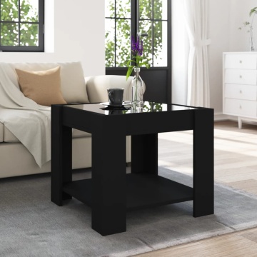 Măsuță de cafea cu LED, negru, 53x53x45 cm, lemn prelucrat - Img 4