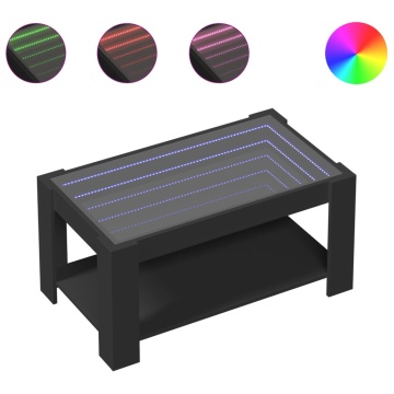 Măsuță de cafea cu LED, negru, 93x53x45 cm, lemn prelucrat - Img 2