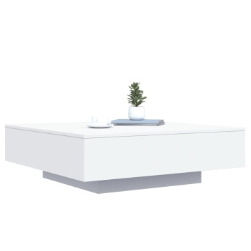 Măsuță de cafea cu lumini LED, alb, 100x100x31 cm - Img 8