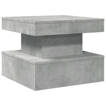 Măsuță de cafea cu lumini LED, gri beton, 50x50x40 cm - Img 3