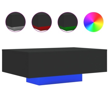 Măsuță de cafea cu lumini LED, negru, 85x55x31 cm - Img 2