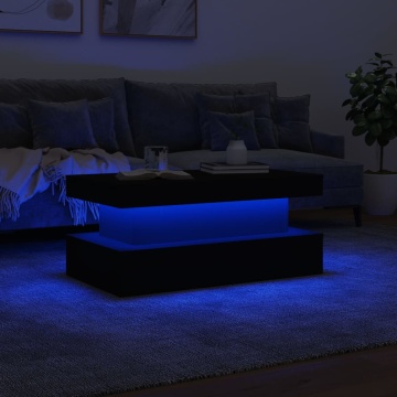 Măsuță de cafea cu lumini LED, negru, 90x50x40 cm - Img 8