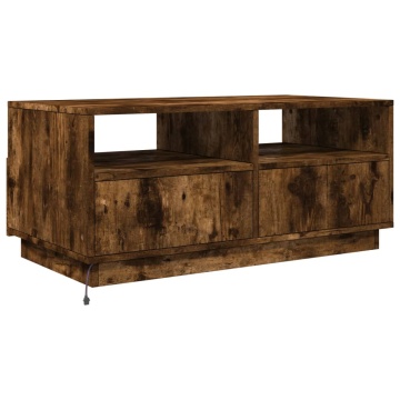 Măsuță de cafea cu lumini LED, stejar fumuriu, 90x49x40 cm - Img 6