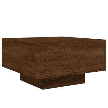 Măsuță de cafea cu lumini LED, stejar maro, 55x55x31 cm - Img 3
