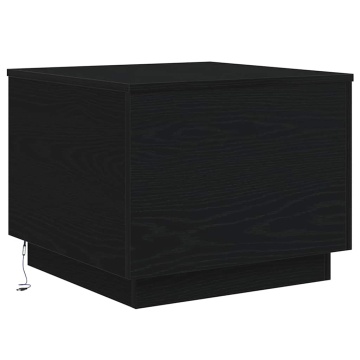 Masuta de cafea cu lumini LED Stejar negru 50x50x40 cm - Img 2