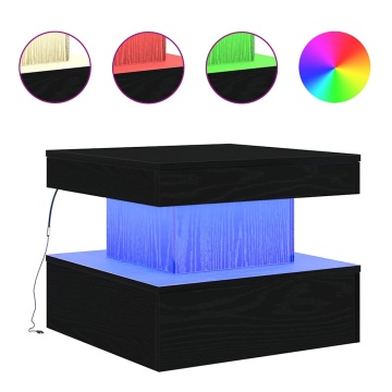 Masuta de cafea cu lumini LED Stejar negru 50x50x40 cm - Img 3