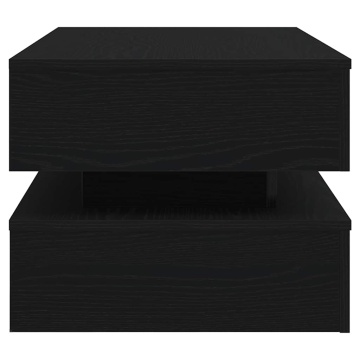 Masuta de cafea cu lumini LED Stejar negru 90x50x40 cm - Img 6