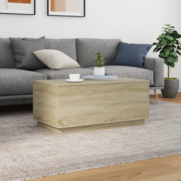Măsuță de cafea cu lumini LED, stejar sonoma, 90x50x40 cm - Img 4