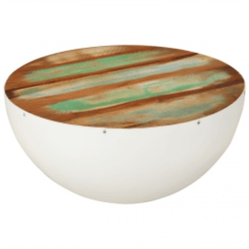 Măsuță de cafea în formă de bol 60x60x30cm lemn masiv reciclat - Img 11