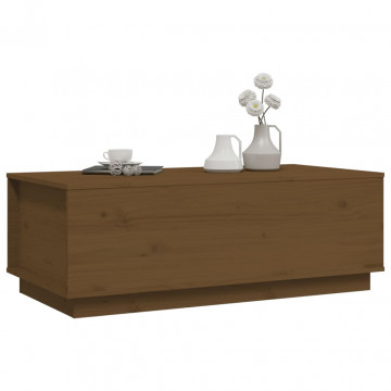 Măsuță de cafea, maro miere, 100x50x35 cm, lemn masiv de pin - Img 4