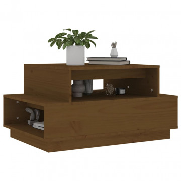 Măsuță de cafea, maro miere, 80x55x40,5 cm, lemn masiv de pin - Img 4
