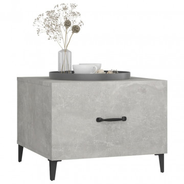 Măsuță de cafea picioare metalice 2 buc. gri beton 50x50x40 cm - Img 4