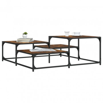 Măsuță de cafea stejar fumuriu 107x107x40 cm din lemn prelucrat - Img 1