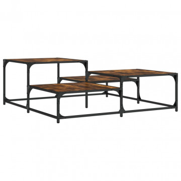Măsuță de cafea stejar fumuriu 107x107x40 cm din lemn prelucrat - Img 5