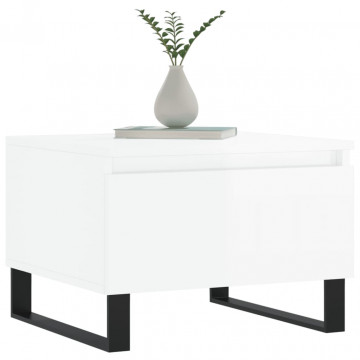 Mese de cafea 2 buc. alb extralucios 50x46x35 cm lemn compozit - Img 3