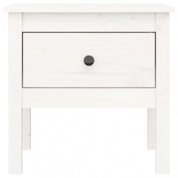 Mese laterale, 2 buc., alb, 50x50x49 cm, lemn masiv de pin - Img 7