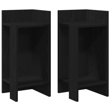 Mese laterale 2 buc cu raft negru 25,5x27x60 cm - Img 2