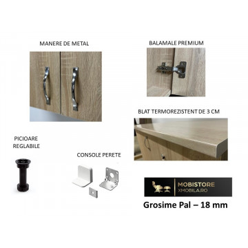 Mobila De Bucatarie Star, Dimensiune 160cm, Culoare Wenghe din Pal de 18mm - Img 4