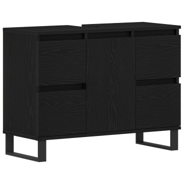 Mobilier baie, chiuvetă neagră din stejar 80x33x60 cm din lemn prelucrat - Img 2