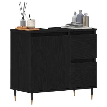 Mobilier Chiuvetă Baie Negru Stejar 65x33x60 cm Lemn prelucrat - Img 3