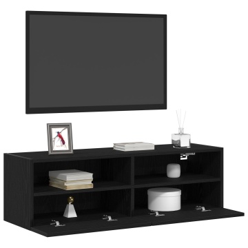 Mobilier TV Suport 2 buc Negru Stejar 100x30x30 cm Lemn prelucrat - Img 3