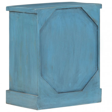 Noptieră, albastru, 40 x 30 x 50 cm, lemn masiv de mango - Img 7