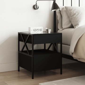 Noptieră cu LED infinity, negru, 40x40x51 cm - Img 4