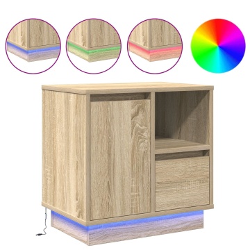 Noptieră cu LED Stejar Sonoma 50x34,5x50 cm - Img 4