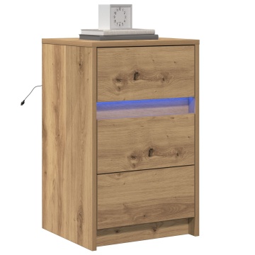 Noptieră cu LED-uri Stejar Artisan Lemn Ingineresc - Img 3