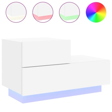 Noptieră cu lumini LED, alb, 70x36x40,5 cm - Img 2