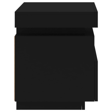Noptieră cu lumini LED, negru, 40x39x48,5 cm - Img 7