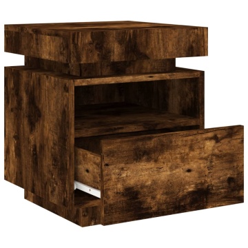 Noptieră cu lumini LED, stejar sonoma, 40x39x48,5 cm - Img 5