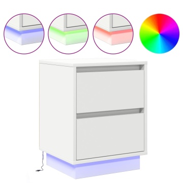 Noptiera cu Luminile LED 2 piese Alb 39x34.5x50 cm - Img 3