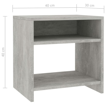Noptieră, gri beton, 40x30x40 cm, lemn prelucrat - Img 5